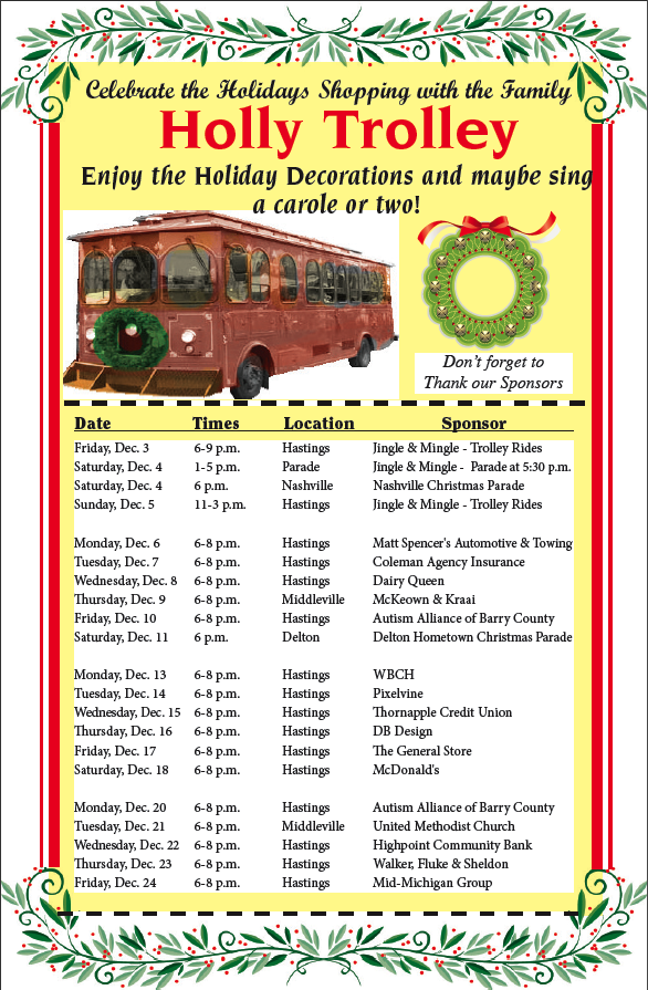 2021 Holly Trolley Schedule