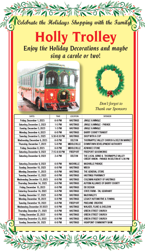 2023 Barry County Holly Trolley Schedule